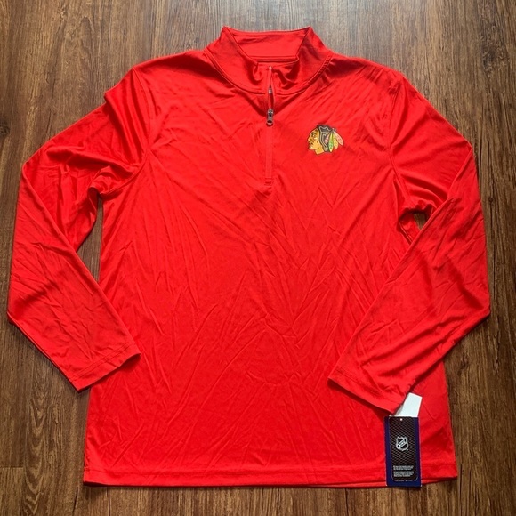Chicago Blackhawks NHL Quarter-Zip Jacket Red Size Large NWT